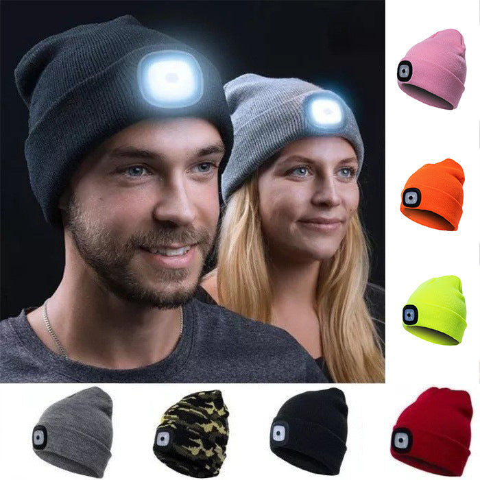 LED Knit Hat Button Cell Type Knitted Hat With Light Glowing Limorista