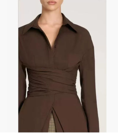 Female Loose And Irregular Slimming Long-sleeved Shirt Limorista
