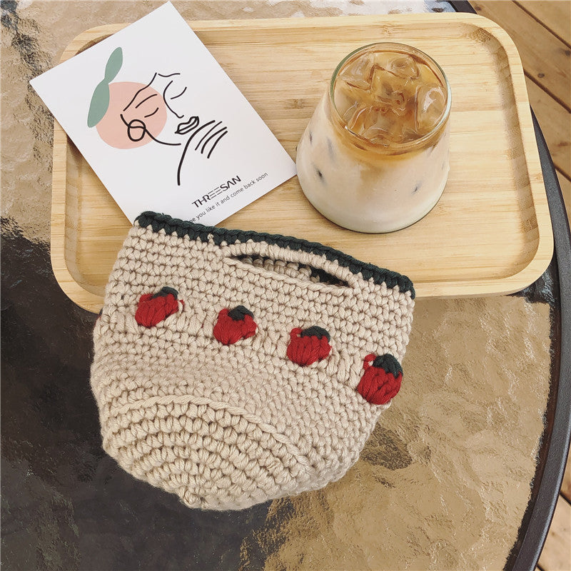 Cartoon Fruit Wool Knitted Storage Tote Bag Limorista