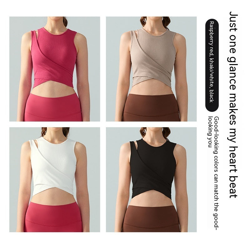 Limorista - Stitching Fake Two-piece Yoga Vest One-piece Fixed Female