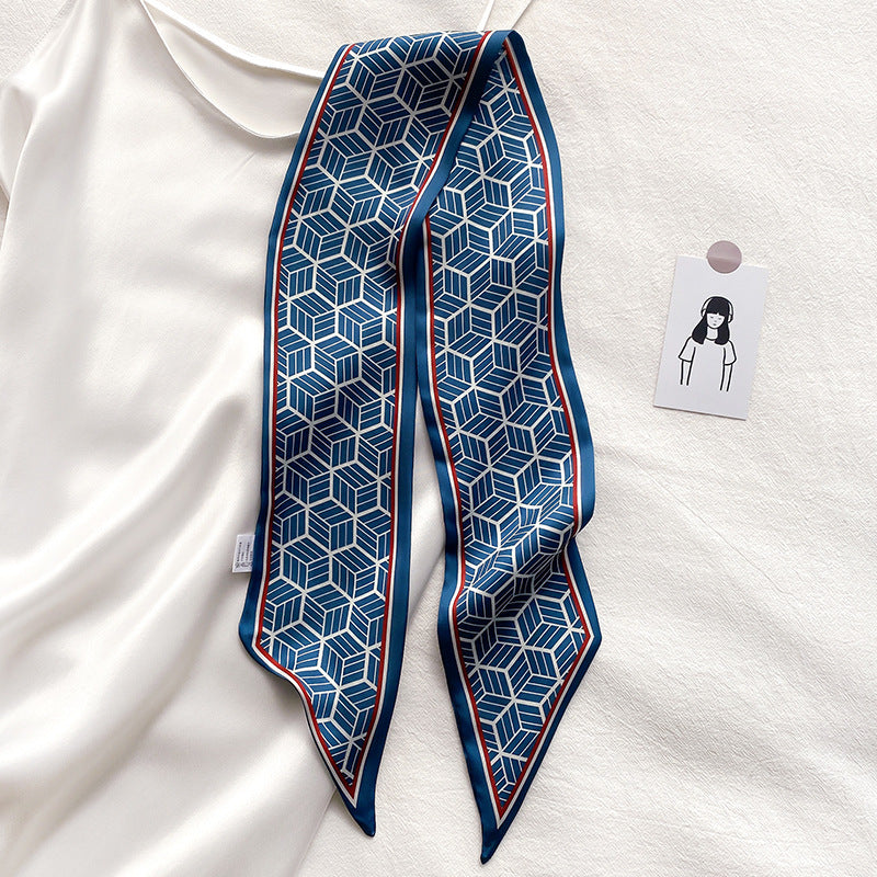 Narrow Long Strip Small Silk Scarf Women Fashion Leopard Pattern Limorista