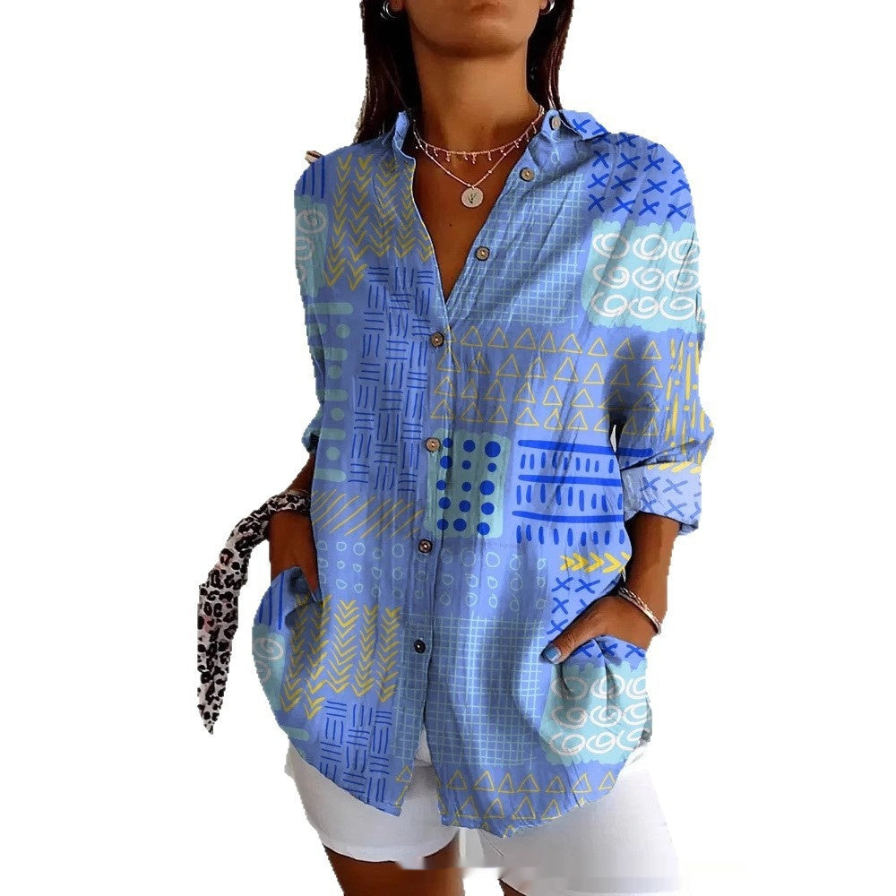 Striped Long-sleeved Shirt Women&