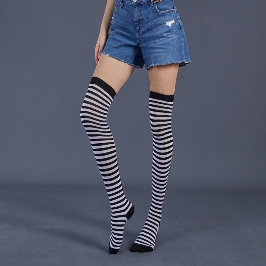 Thin Stripes Stockings Over The Knee Thickened High Tube Ladies Dance Party Performance Socks Limorista