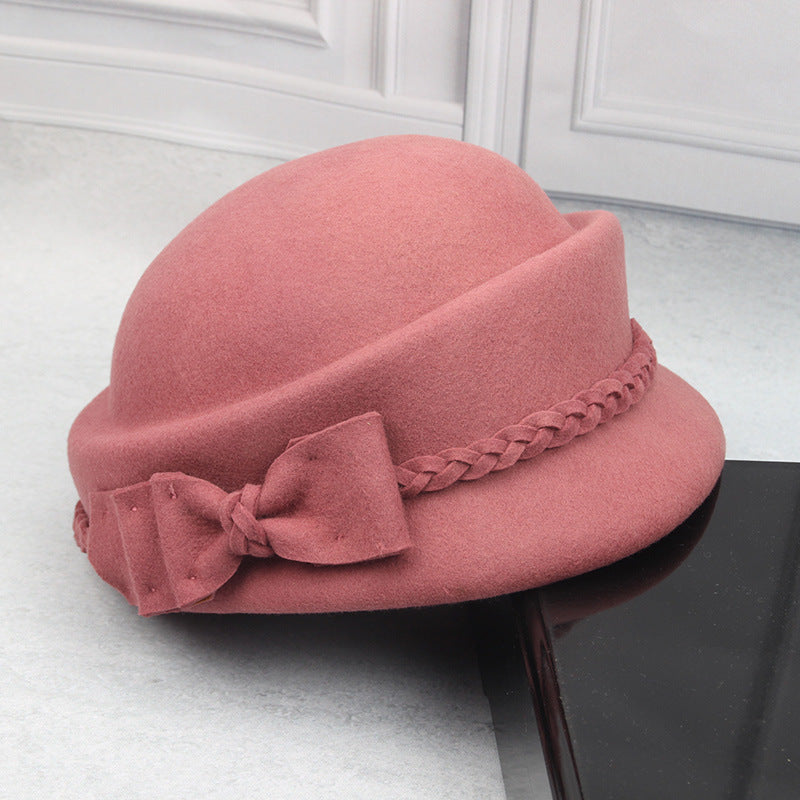 Elegant Bow Beret Wool Top Hat Limorista