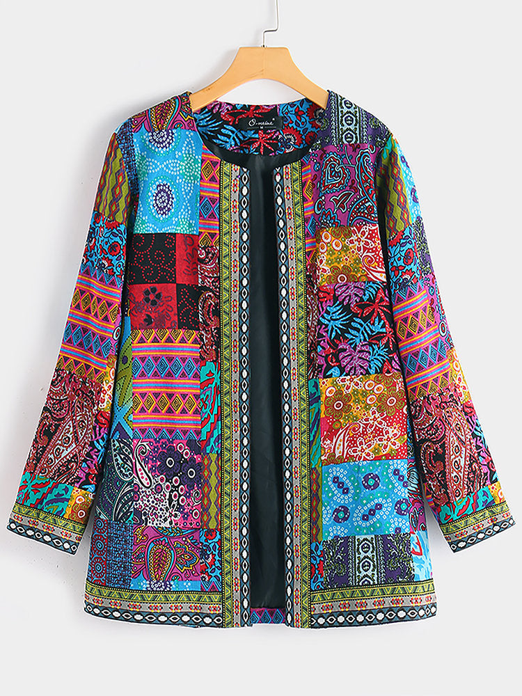 Limorista - Printed Loose Long Sleeve Jacket Cardigan