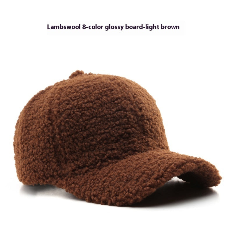 Baseball Cap Fashion Retro Solid Color Lamb Wool Curved Brim Limorista