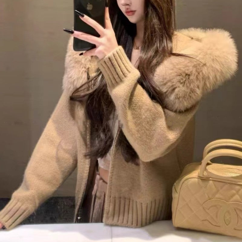 Limorista - Shirt Small Imitation Fox Fur Collar Coat Women&