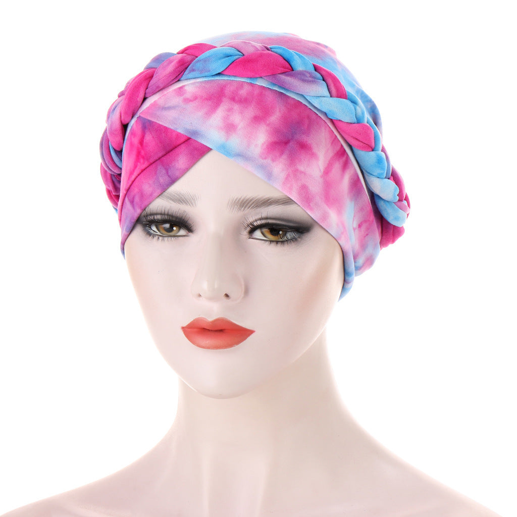 Tie-Dye Brushed Milk Silk Braided Hat Limorista