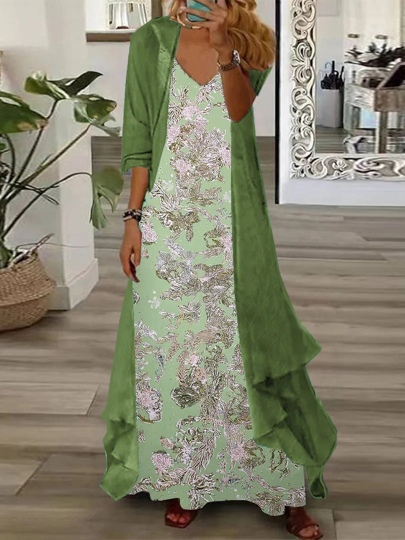 European And American Vacation Spaghetti Straps Long Skirt Indian Style Large Swing Skirt Two-piece Set Limorista