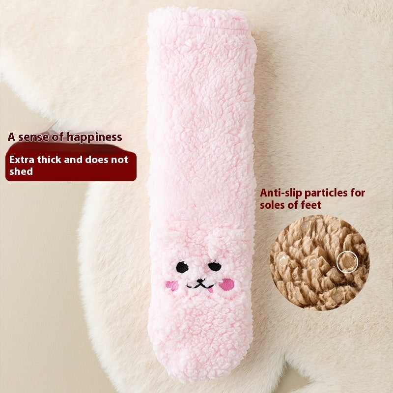 Winter Floor Socks Velvet Thicken Warm Coral Velvet Cute Socks Japanese-style Home Footwear Non-slip Socks New Year Gifts Winter Gadgets Limorista