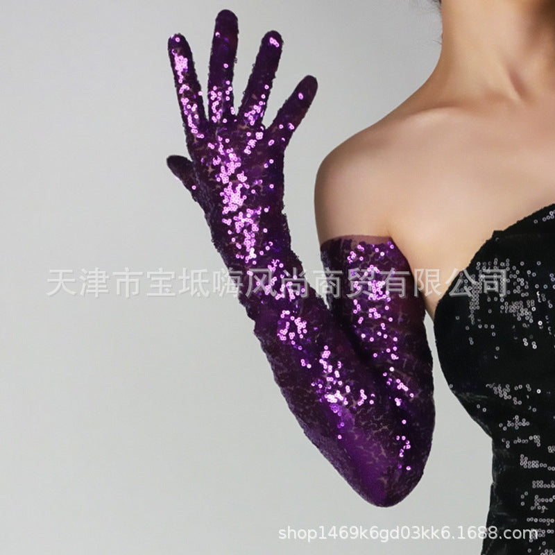 Sequined Sleeve Cover Lace Mesh Specialty Limorista