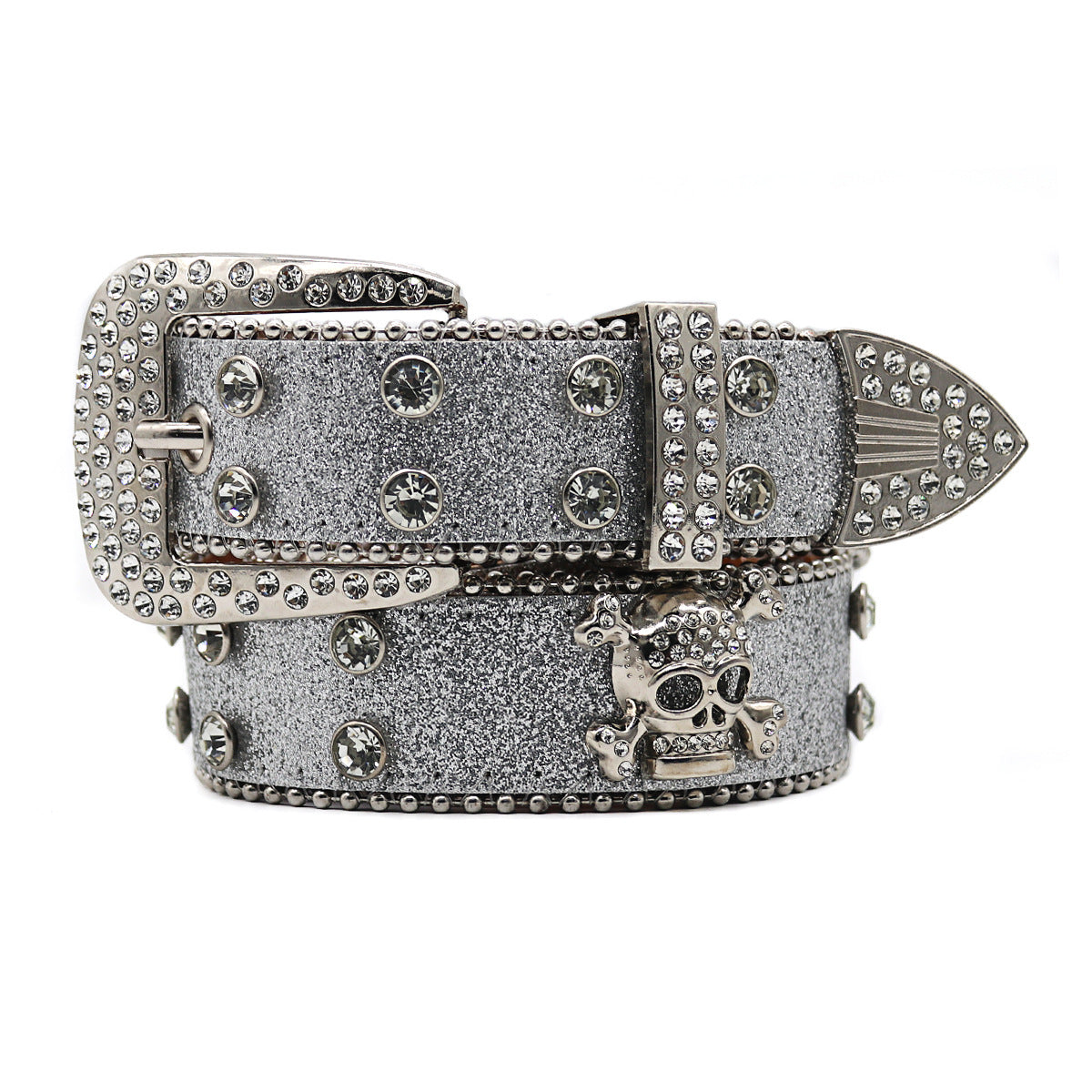 Rhinestone Skull Wide Belt Men Limorista