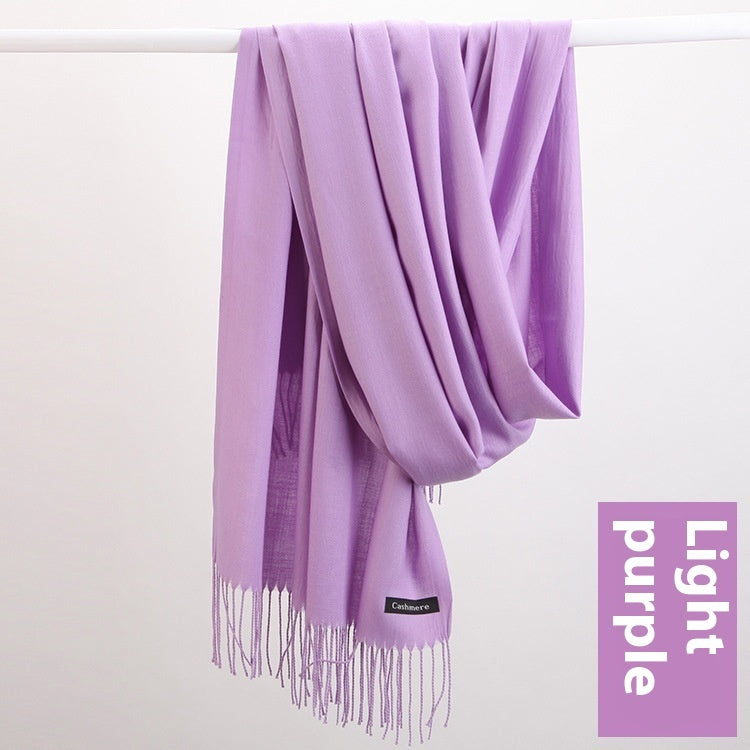 Pure Color Warm Keeping Scarf All-match Cashmere Shawl Limorista