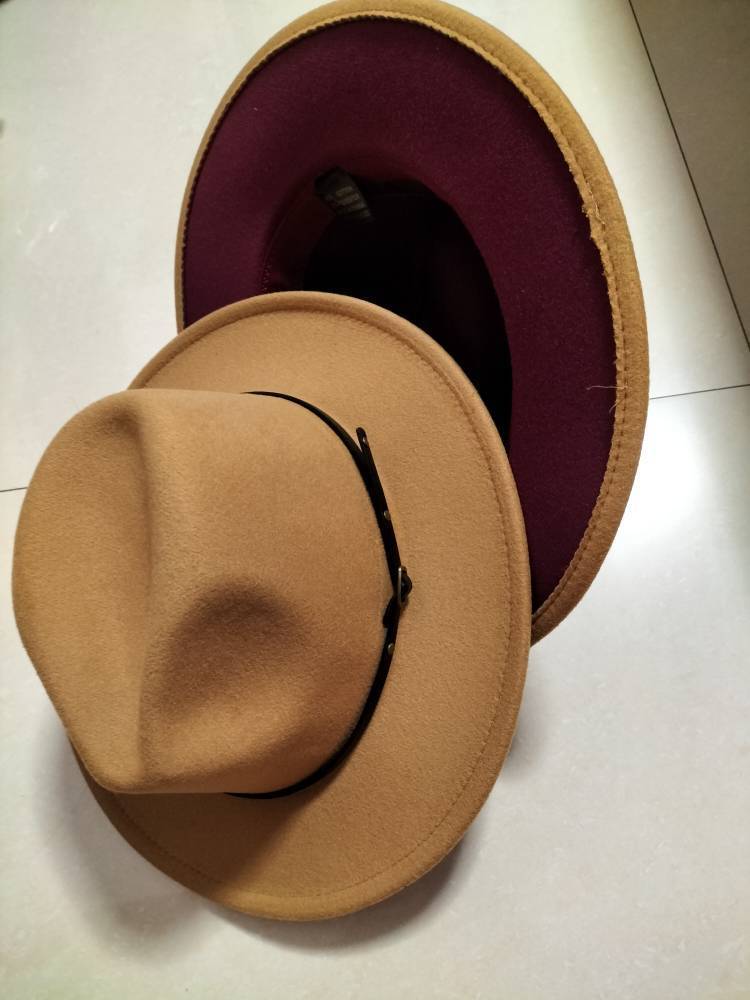 European And American Popular Woolen Top Color Matching Flat Brim Fedora Jazz Hat Limorista