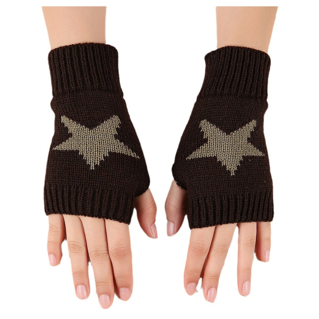 Autumn And Winter Acrylic Wool Five-pointed Star Gloves Warm Oversleeve Limorista