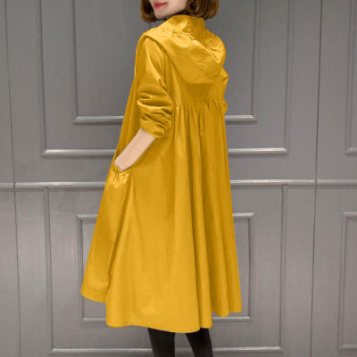 Korean Style Hooded Mid-Length Over-The-Knee Trench Coat Limorista