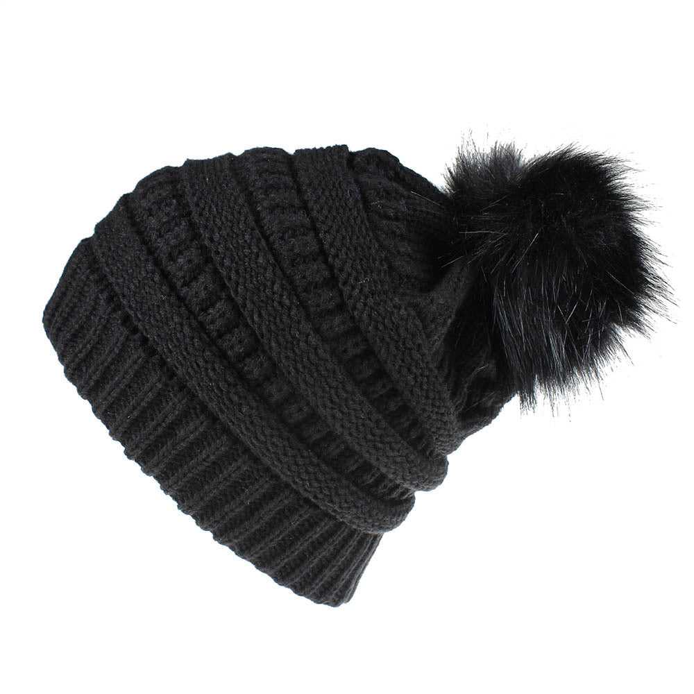 Faux Fur Fox Fur Ball Hat Knitted Casual Fashion Limorista