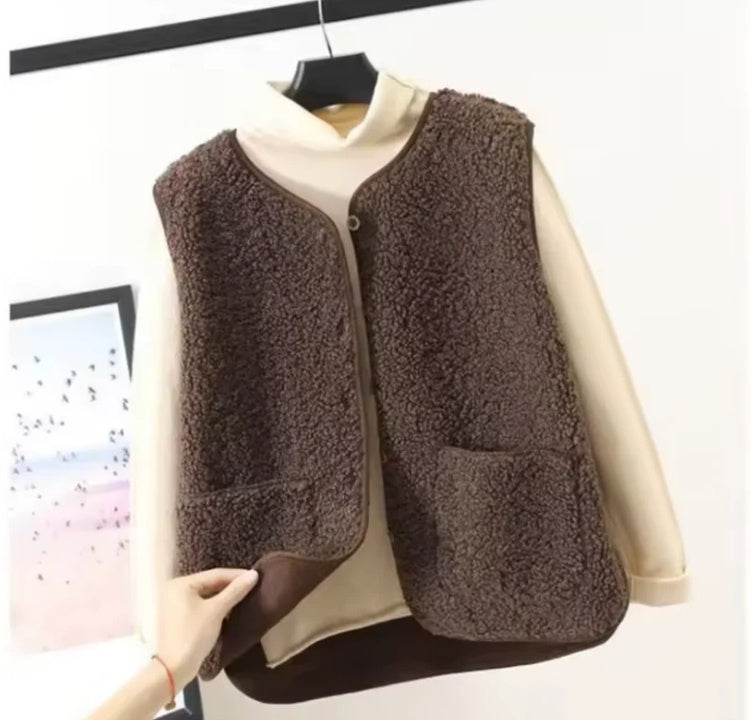 Autumn And Winter Versatile Outerwear Plush Vest Limorista