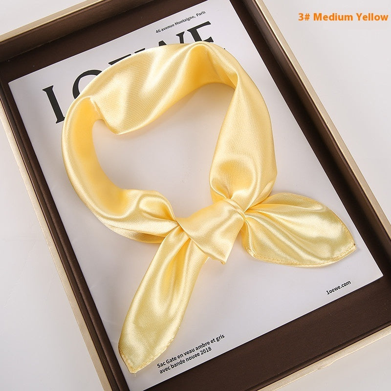 Solid Color Square Scarf Artificial Silk Small Square Towel Limorista