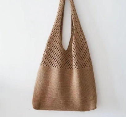 Simple Vintage Cutout Knit Tote Bag Limorista