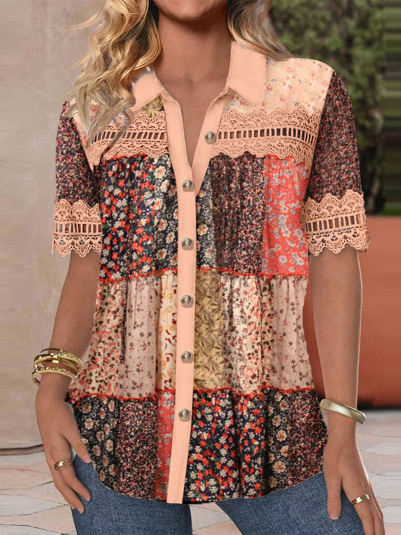 Trade Cross-border Casual Shirt Collar Short Sleeve Regular Open Digital Printing Limorista