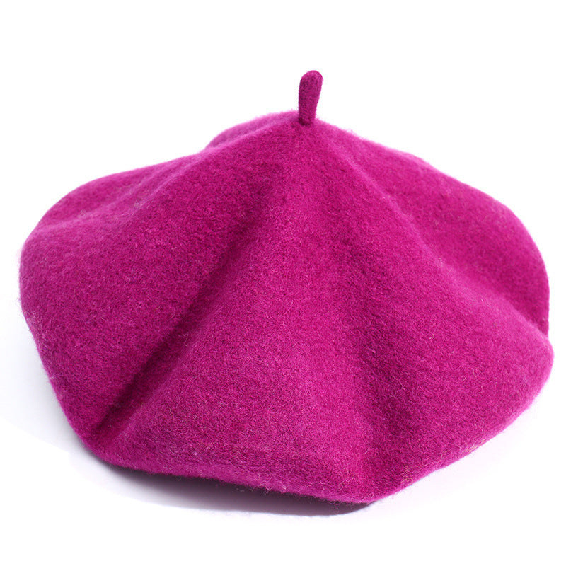 Artistic Wool Candy Color Painter Cap Fashionable Warm Hat Limorista