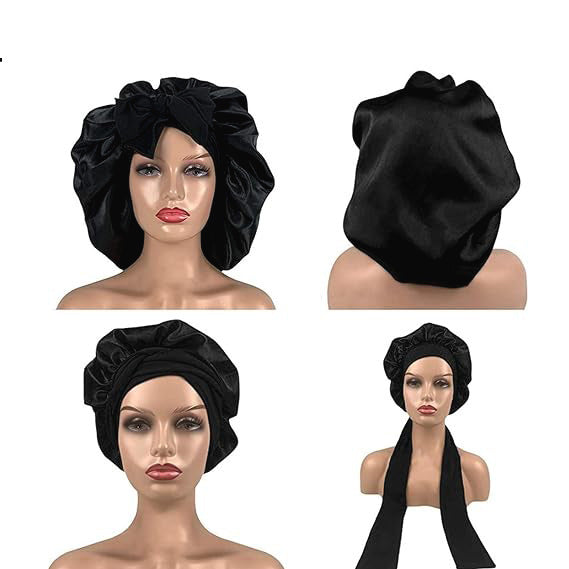 Satin Ribbon Round Bow Elastic Nightcap Limorista