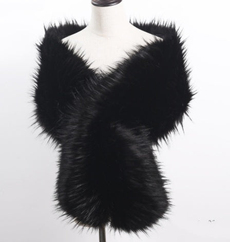 Lengthened Faux Fox Fur Bridal Evening Dress Limorista