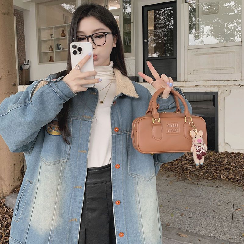 Retro Hong Kong Style Color Block Denim Coat Women&