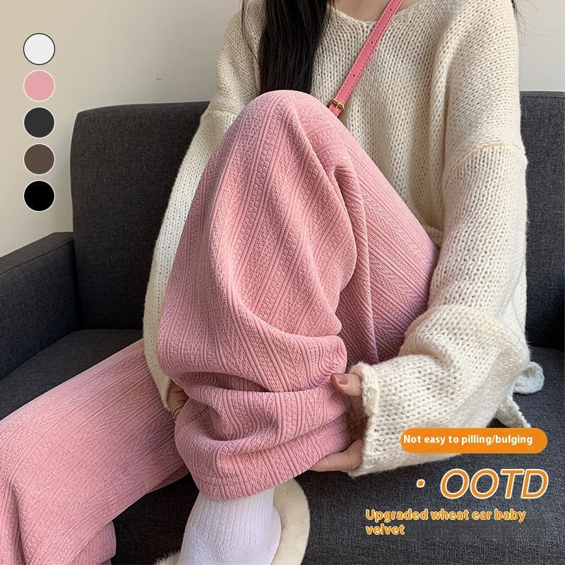 Velvet Thick Cotton Pants Outdoor Casual Wheat Narrow Version Limorista