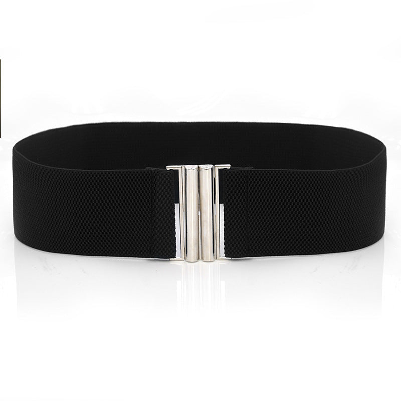 Elastic Elastic Silver Buckle Wide Belt Decorated Skirt Accessories Limorista