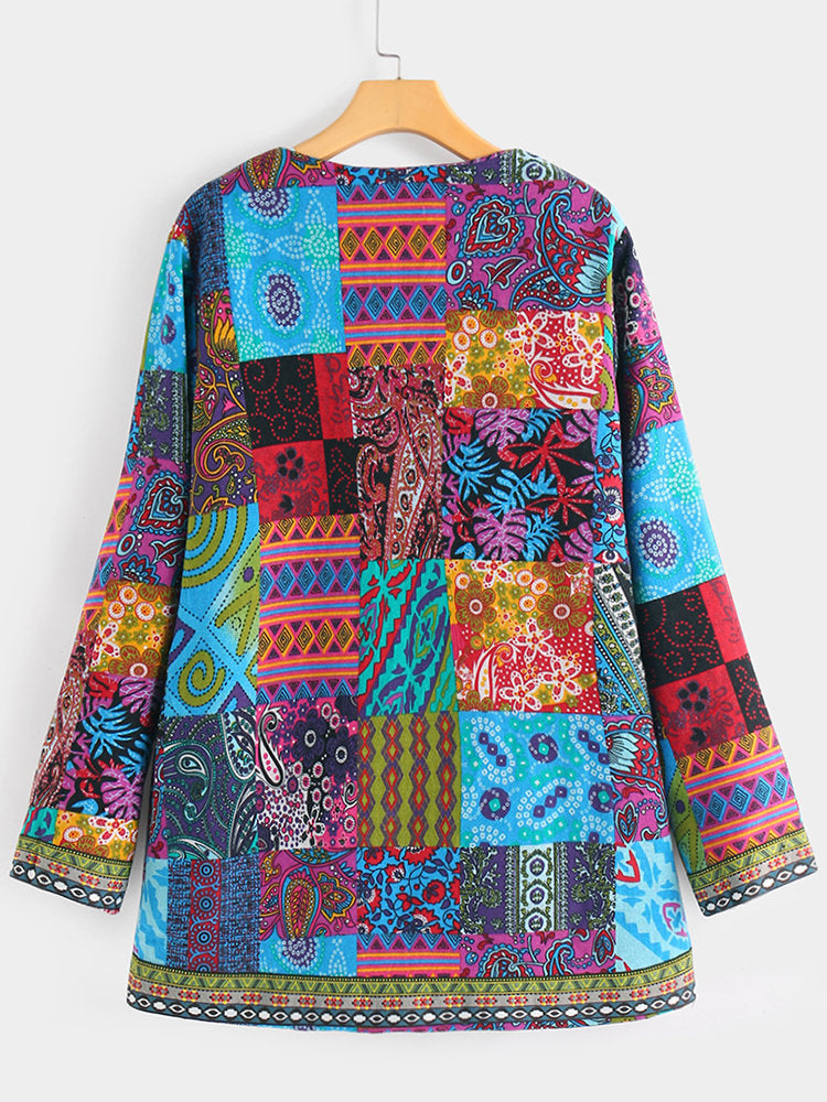 Limorista - Printed Loose Long Sleeve Jacket Cardigan