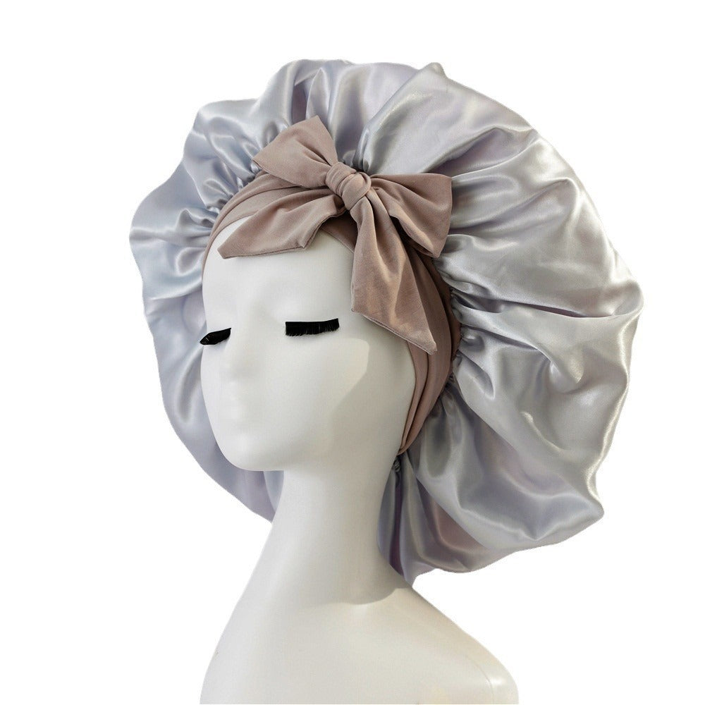 Satin Ribbon Round Bow Elastic Nightcap Limorista