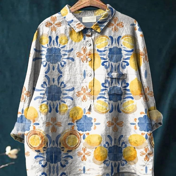 Animal Print Hawaiian Long Sleeved Shirt Limorista