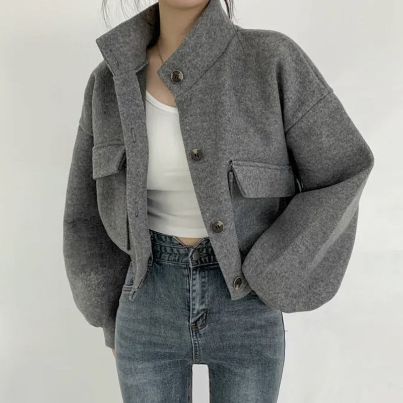 Short Idle Style Loose Casual Woolen Woolen Coat Limorista