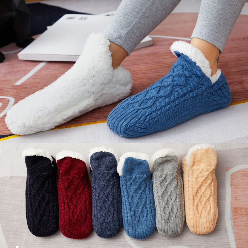 Winter Woolen Socks Women Thicken Warm Home Bedroom Socks Slippers Men Non-slip Foot Warmer Snow Socks Calcetines Mujer Limorista
