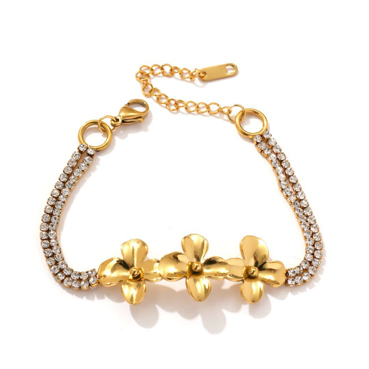 Light Luxury 18K Gold Plated Stainless Steel Flower Bracelet Limorista