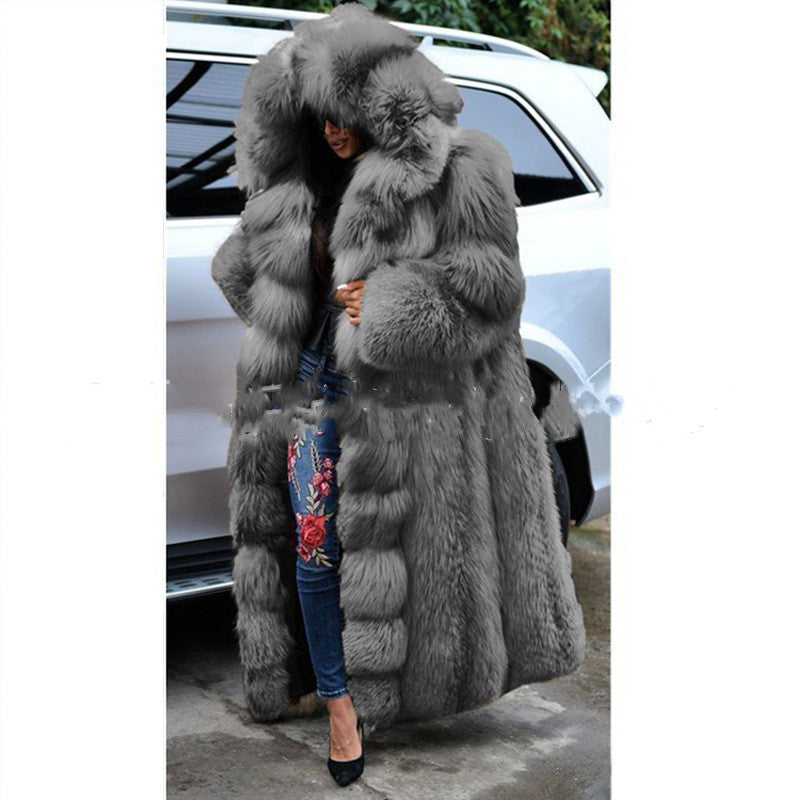 Faux Fur Coat Women Long Hooded Fur Coat Limorista