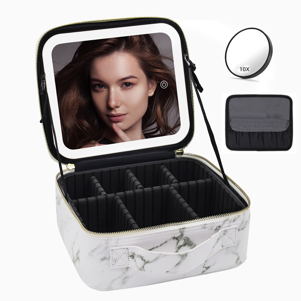 Large Capacity Cosmetic Case With LED Mirror High Sense Multifunctional Storage For Makeup Artist Cosmetic Bag Limorista
