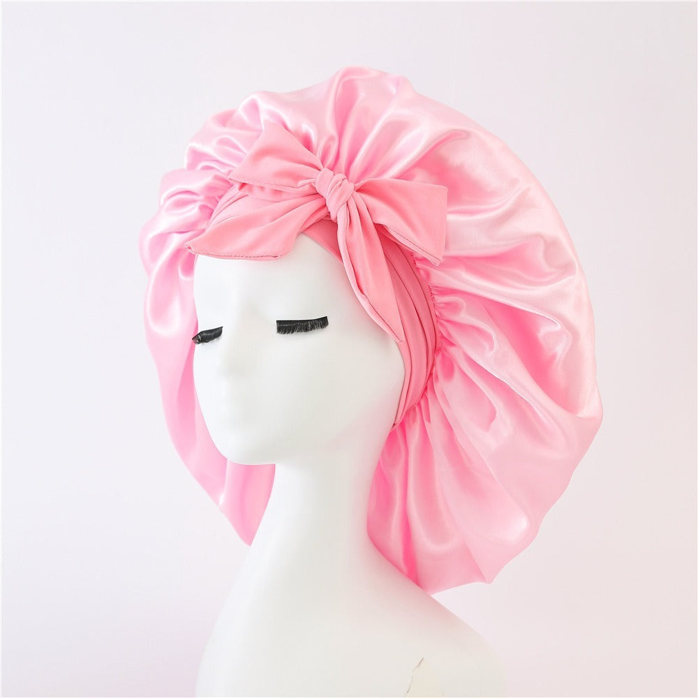 Satin Ribbon Round Bow Elastic Nightcap Limorista