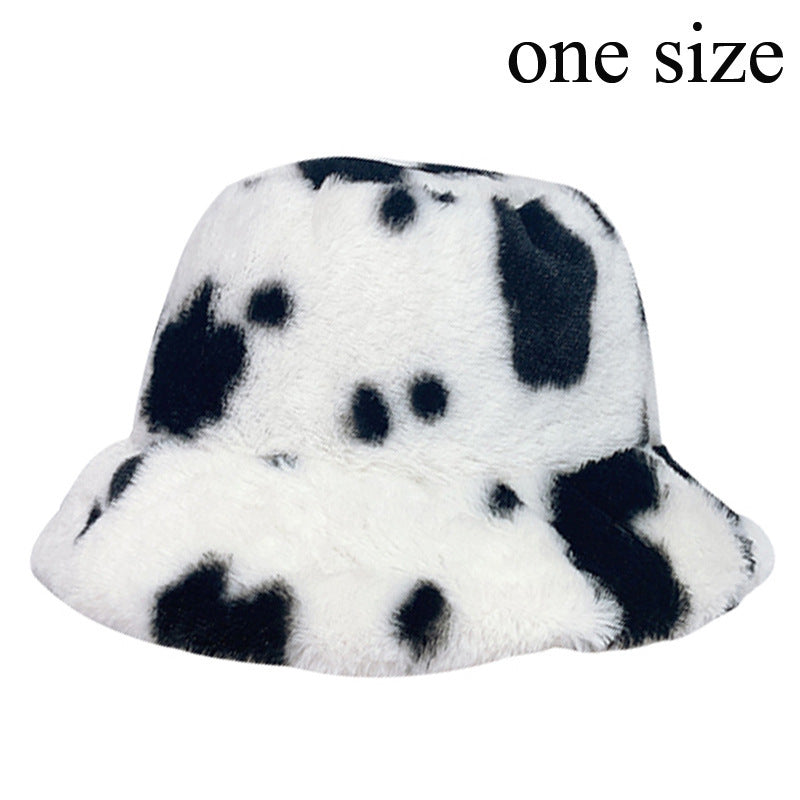 Cow Pattern Female Print Korean Fashion Plush Hat Limorista
