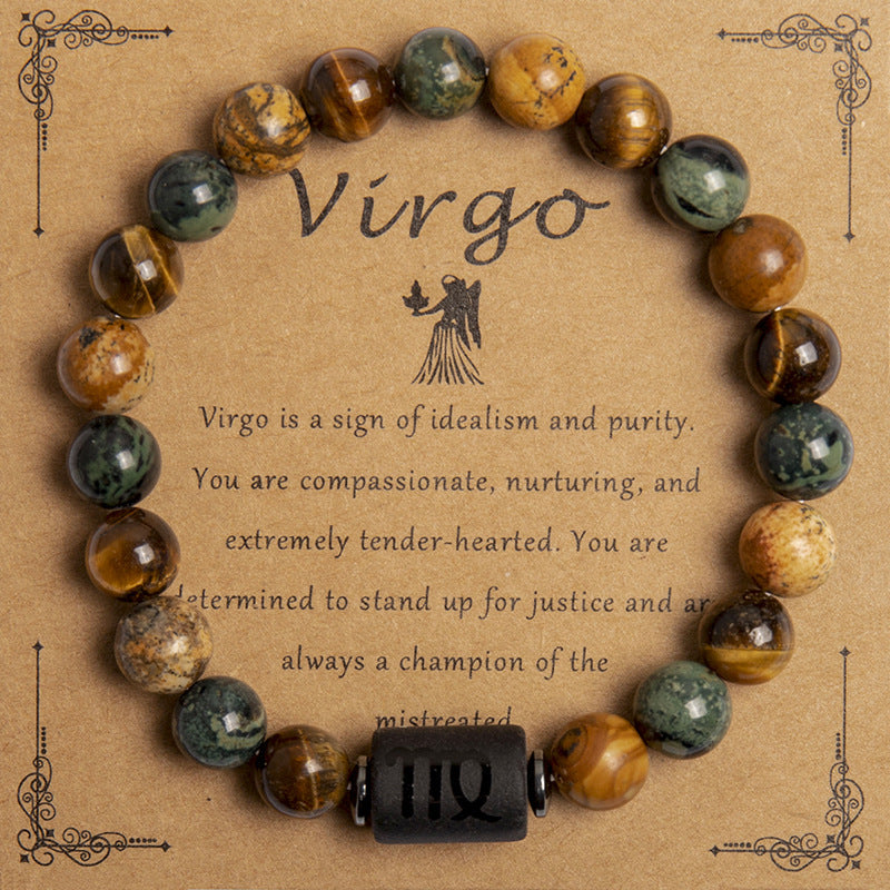 European And American New Natural Picture Tigereye Twelve Constellation Beaded Bracelet Limorista