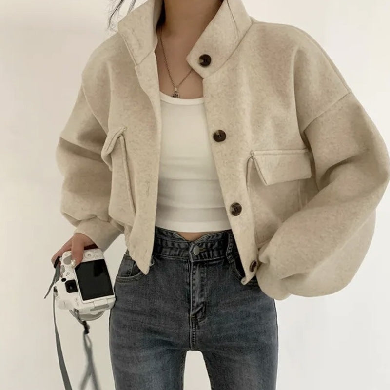 Short Idle Style Loose Casual Woolen Woolen Coat Limorista