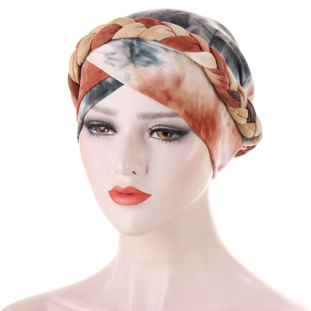 Tie-Dye Brushed Milk Silk Braided Hat Limorista