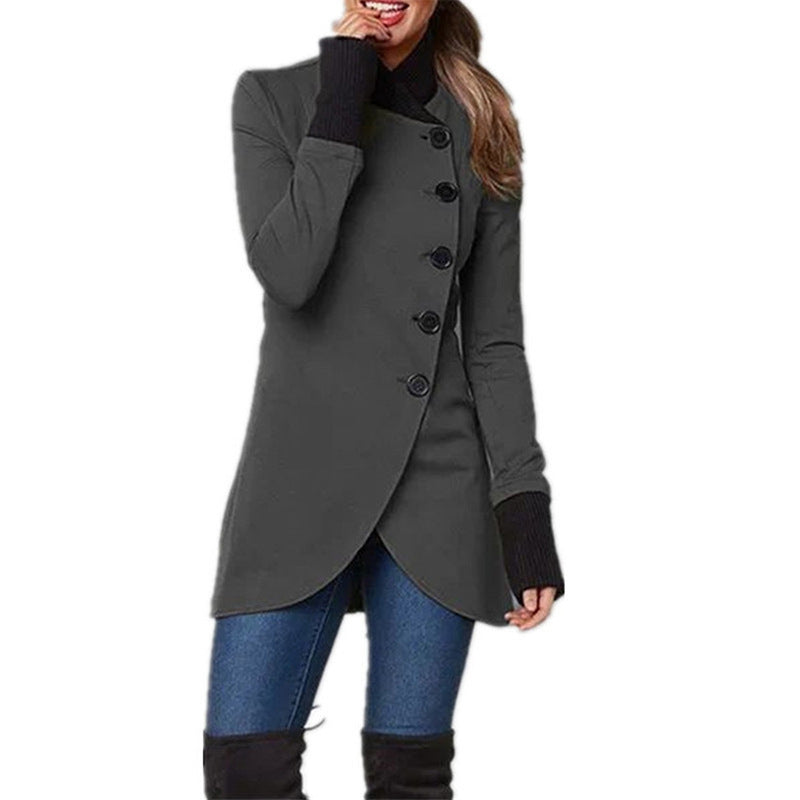 Single-breasted Panelled Hem Slit Long-sleeved Jacket Limorista