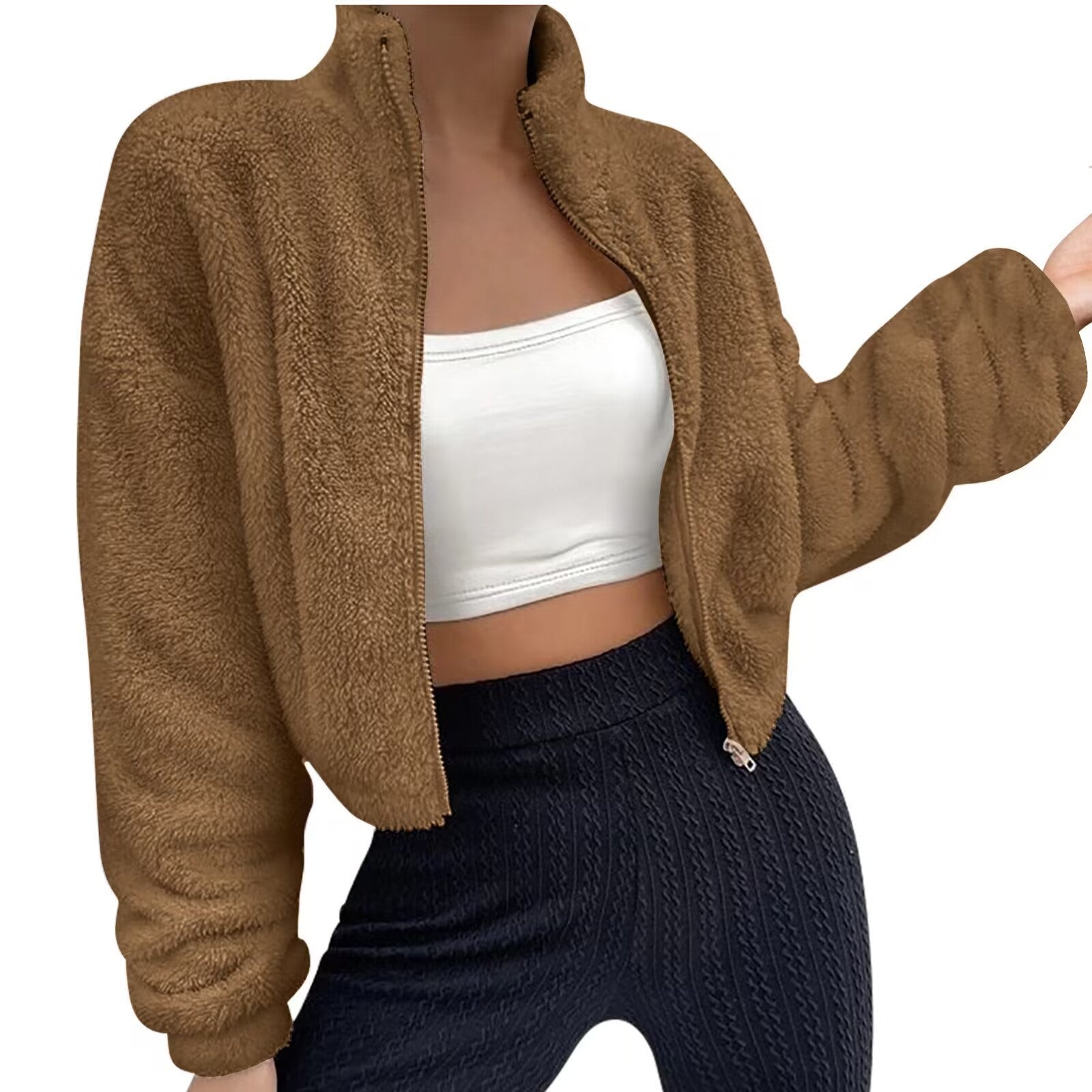 Autumn And Winter Leisure Short Zipper Furry Coat Limorista