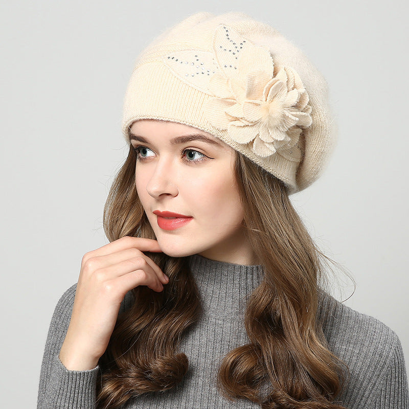 Autumn Winter All-match Rabbit Fur Knitted Woolen Cap Women Limorista