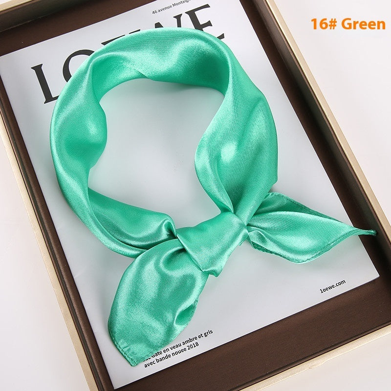 Solid Color Square Scarf Artificial Silk Small Square Towel Limorista