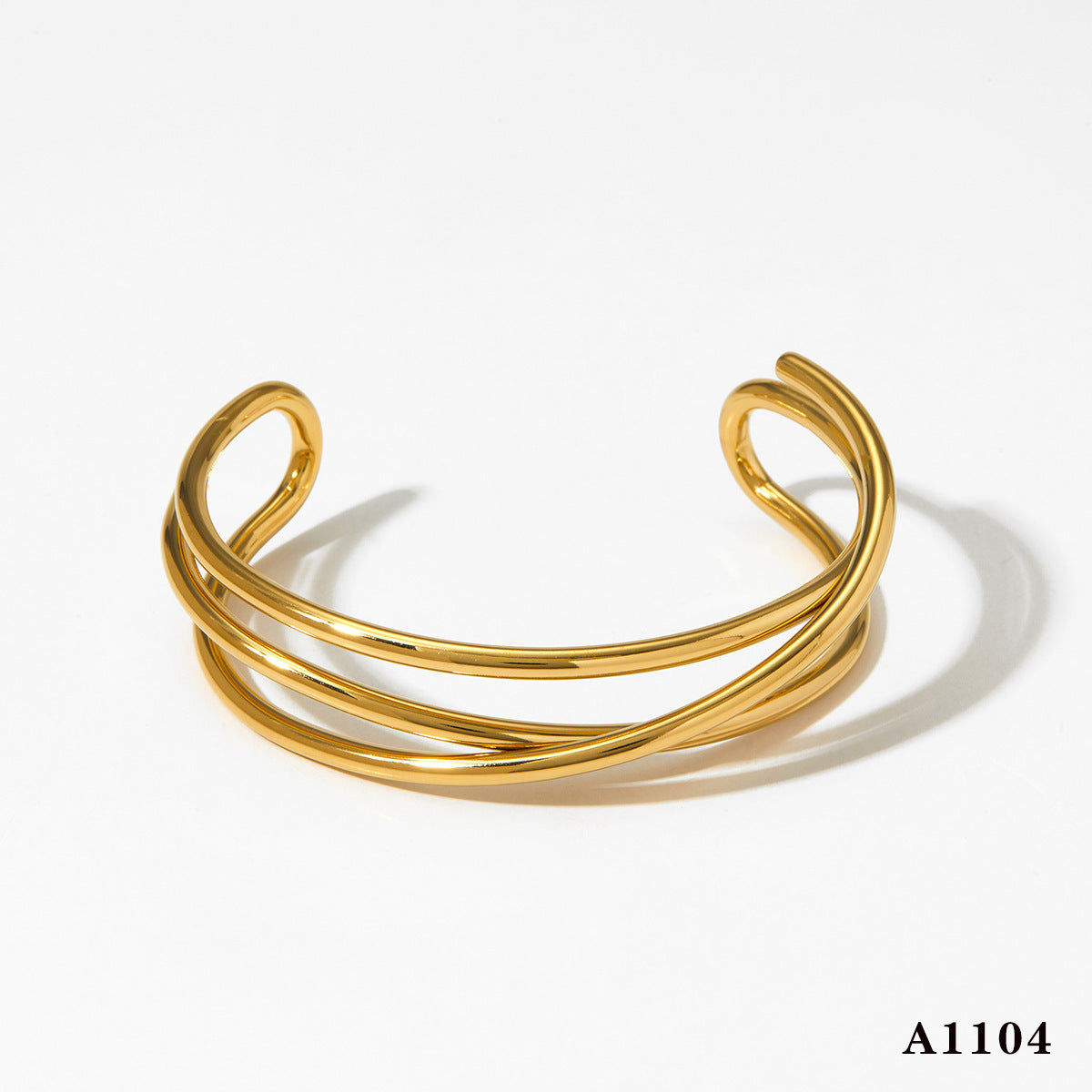 Metal Line Open-ended Bracelet Stainless Steel Irregular Limorista