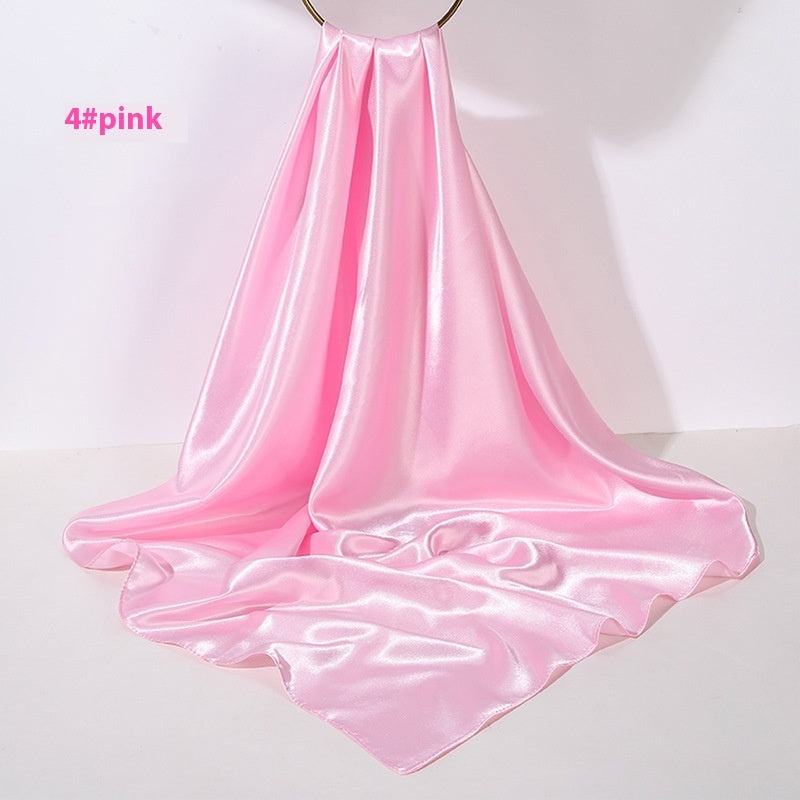 Pure Color Silk Scarf Artificial Silk 90cm Shiny Satin Shawl Limorista